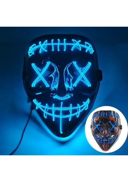 Maske 27 Parlayan Cosplay El Tel Neon Maske Korkunç Kafatası Masquerade Aydınlık Karnaval Şenlikli Parti Malzemeleri Cadılar Bayramı Için LED Tasfiye Maskesi (Yurt Dışından)