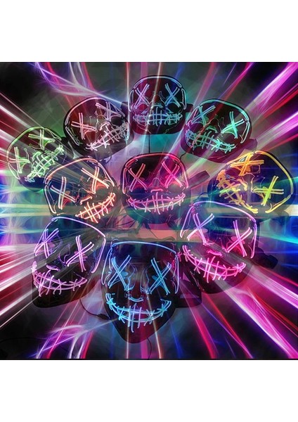 Maske 27 Parlayan Cosplay El Tel Neon Maske Korkunç Kafatası Masquerade Aydınlık Karnaval Şenlikli Parti Malzemeleri Cadılar Bayramı Için LED Tasfiye Maskesi (Yurt Dışından) modelleri
