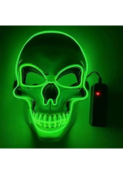 Floresan Yeşil Cadılar Bayramı LED Maske Tasfiye Maskeleri Seçim Maskara Kostüm Partisi Işığı Karışık Renkli Maske Karanlıkta Glow Korku Maskesi Parlayan Masker (Yurt Dışından)