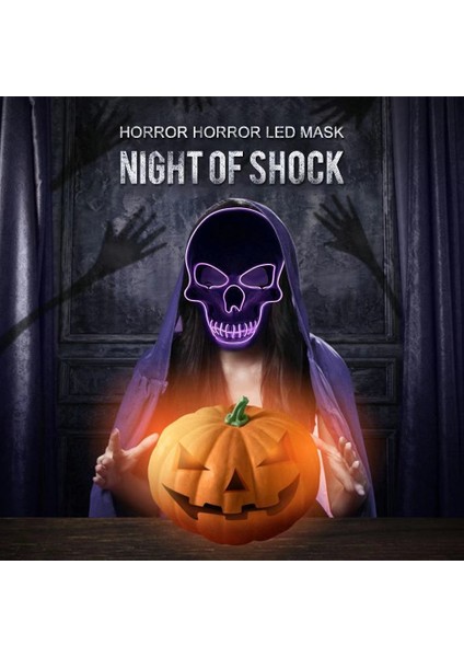 Floresan Yeşil Cadılar Bayramı LED Maske Tasfiye Maskeleri Seçim Maskara Kostüm Partisi Işığı Karışık Renkli Maske Karanlıkta Glow Korku Maskesi Parlayan Masker (Yurt Dışından) fırsatları