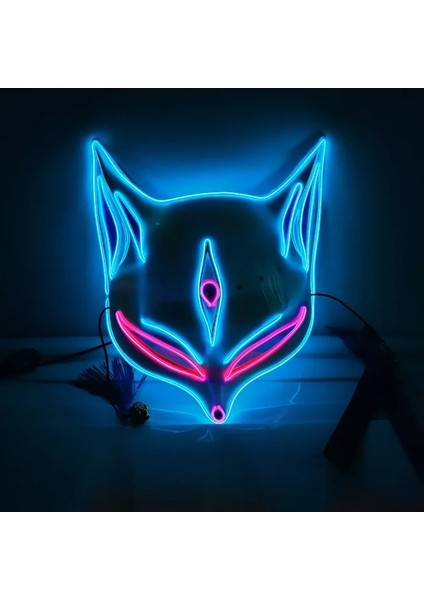 A3 Tilki Tavşan Cadılar Bayramı LED Sevimli Yüz Maskesi Parti Korku Cosplay Sahne Işıklı Maske Masquerade (Yurt Dışından)