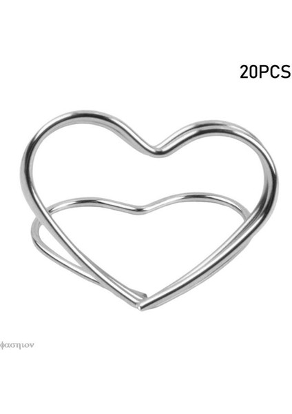 HG66605SV4 20 Adet 20 Adet Masa Kart Tutucu Üçgen Şekli Kart Standı Klip Mini Metal Fotoğraf Resim Masa Numarası Tutucu Düğün Masa Dekor Kalp (Yurt Dışından)
