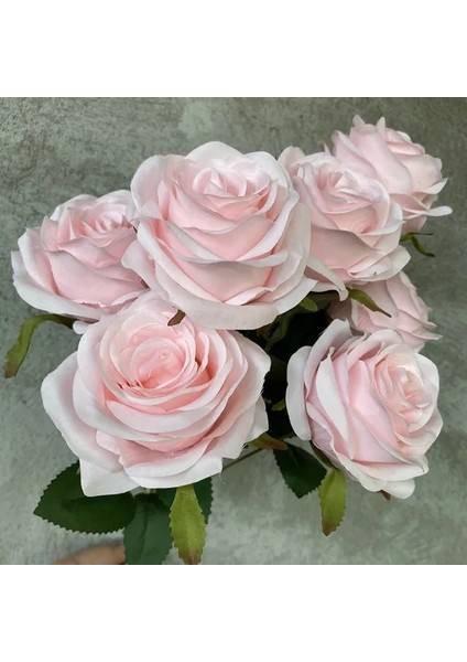Süt Pembe Yapay Pembe Gül Sahte Çiçek Düğün Gelin Buketi Fotoğraf Sahne Ev Bahçe Dekorasyonu Simülasyon Ipek Gül Buketi (Yurt Dışından)