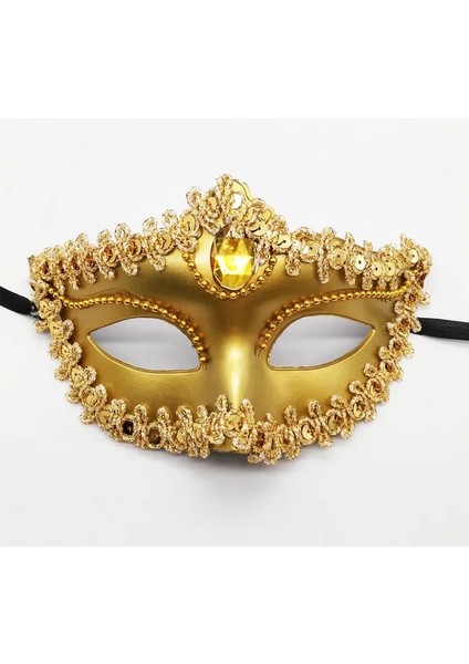Altın 10 Adet Dantel Mardi Gras Masquerade Maskesi Karnaval Balo Venedik Yarım Retro Kostüm Süslü Elbise Parti Malzemeleri (Yurt Dışından)