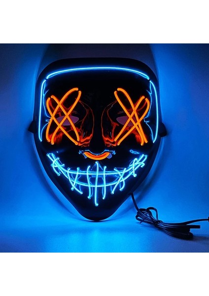 1buz Sarı Cadılar Bayramı Maskesi LED Işık Neon LED Tasfiye Korkunç Maske Festivali Cosplay Cadılar Bayramı Kostüm Masquerade Partileri Karnaval Hediye 2023 (Yurt Dışından) indirimleri