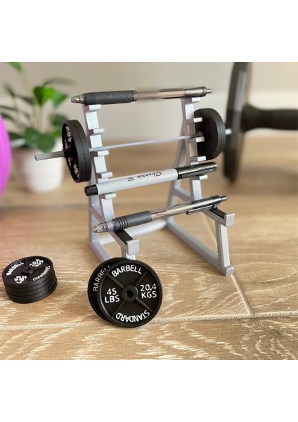 Kalem Tutucu Yaratıcı Halter Raf Kalem Tutucu Mini Squat Raf Süsler Halter ve Ağırlıklar ile Komik Halter Hediye Masa Düzenleyici (Yurt Dışından)