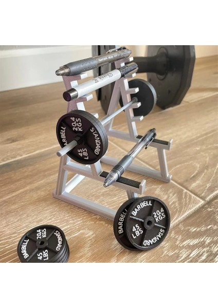 Kalem Tutucu Yaratıcı Halter Raf Kalem Tutucu Mini Squat Raf Süsler Halter ve Ağırlıklar ile Komik Halter Hediye Masa Düzenleyici (Yurt Dışından)