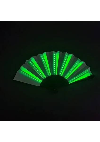 Yeşil Gece LED Işık Parlayan Floresan Renk Değişikliği Fan Gece Performansı Dj Bar Kulübü Odası Parti Dekorasyon Katlanabilir El Fan (Yurt Dışından)