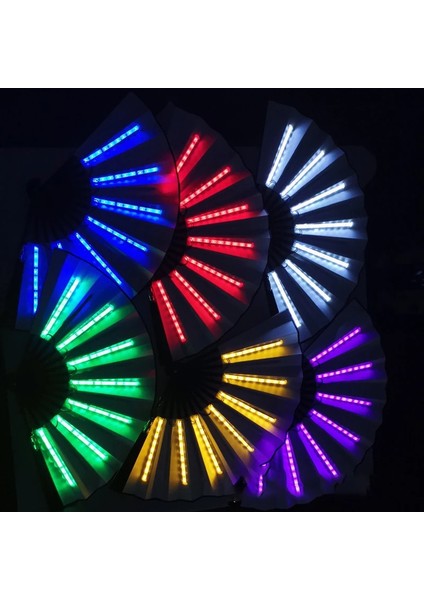 Yeşil Gece LED Işık Parlayan Floresan Renk Değişikliği Fan Gece Performansı Dj Bar Kulübü Odası Parti Dekorasyon Katlanabilir El Fan (Yurt Dışından) fiyatları