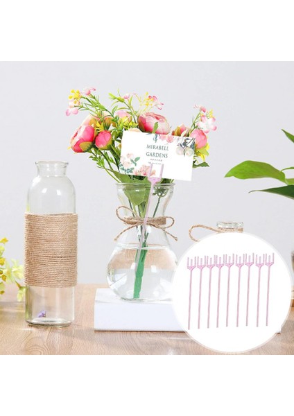 Pembe 100 Adet Kart Tutucu Plastik Kart Sahibi Çatal Zarif 3-Çatal Kafa Kart Tutucu Centerpiece Kek Topper Sopa Parti Için (Yurt Dışından) indirimleri