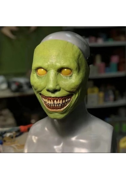 Yeşil Ürpertici Cadılar Bayramı Maskeleri Korku Gülümseyen Şeytanlar Tatil Partisi Masquerade Kostüm Korku Prank Şaka Kötü Yüz Parti Cosplay Sahne (Yurt Dışından)