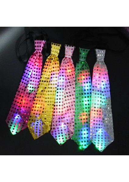 Yay Altın Çocuk Kadın Erkek Çocuklar LED Işık Up Pullu Fedora Caz Şapka Kap Hediye Kravat Kravat Neon Glow Parti Bar Doğum Günü Kostüm Düğün Cadılar Bayramı (Yurt Dışından)