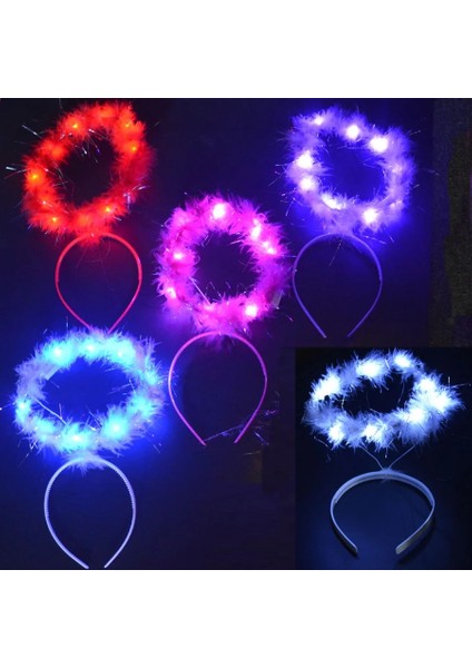 Stil 6 1 Adet Tüy Light Up Melek Halo Kafa Bandı Taç Hairbands LED Parti Hediye Cosplay Doğum Günü Kostüm Düğün Glow Parti Malzemeleri (Yurt Dışından) fırsatları
