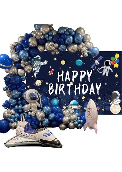 1 Adet 1 Takım Dış Uzay Astronot Roket Galaxy Tema Arka Plan Bez Balon Çocuk Doğum Günü Partisi Dekorları Çocuk Odası Bebek Duş Zemin (Yurt Dışından)