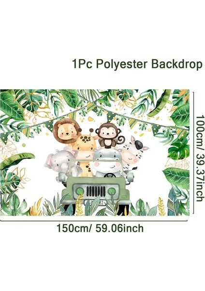 H5005-19 1.5 M Orman Safari Hayvan Arka Plan Banner Doğum Günü Partisi Dekorasyon Çocuklar Bebek Duş Vahşi Bir Woodland Parti Zemin Dekor (Yurt Dışından)