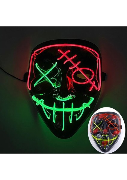 Tip 39 2023 Klasik Popüler Benzer Tasfiye Maskesi Ünlü Film Maskesi Aydınlık LED Neon Maske Cadılar Bayramı Için Karnaval Gecesini Aydınlatır (Yurt Dışından)