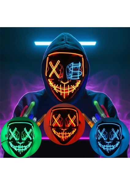 Tip 39 2023 Klasik Popüler Benzer Tasfiye Maskesi Ünlü Film Maskesi Aydınlık LED Neon Maske Cadılar Bayramı Için Karnaval Gecesini Aydınlatır (Yurt Dışından) fiyatları