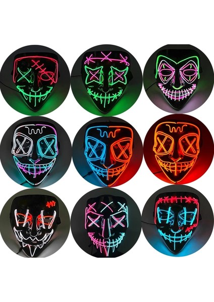 Tip 39 2023 Klasik Popüler Benzer Tasfiye Maskesi Ünlü Film Maskesi Aydınlık LED Neon Maske Cadılar Bayramı Için Karnaval Gecesini Aydınlatır (Yurt Dışından) fırsatları
