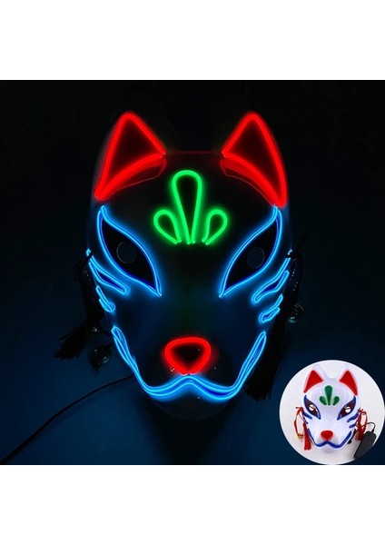 Tip 1 LED Işık Up Tilki Maskeleri Dj Parti Işığı Kitsune Maskeleri Cadılar Bayramı Cosplay Kostüm Sahne Kabuki Maskesi Dans Dj Parti Dekorasyon (Yurt Dışından)