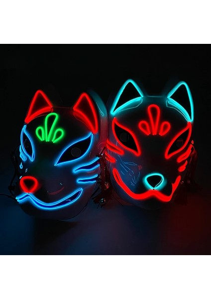 Tip 1 LED Işık Up Tilki Maskeleri Dj Parti Işığı Kitsune Maskeleri Cadılar Bayramı Cosplay Kostüm Sahne Kabuki Maskesi Dans Dj Parti Dekorasyon (Yurt Dışından) fiyatları