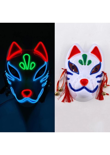 Tip 1 LED Işık Up Tilki Maskeleri Dj Parti Işığı Kitsune Maskeleri Cadılar Bayramı Cosplay Kostüm Sahne Kabuki Maskesi Dans Dj Parti Dekorasyon (Yurt Dışından) fırsatları