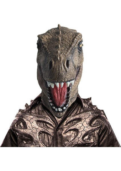 Kahverengi Cadılar Bayramı Ejderha Dinozor Maskesi Tam Yüz Lateks Korku Dinozor Başlık Dino Maskesi Parti Cadılar Bayramı Cosplay Sahne Adam Kadınlar Için (Yurt Dışından)