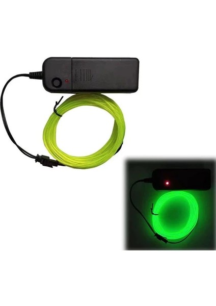 Floresan Yeşil 1m Glow El Tel Kablo LED Neon Noel Dans Partisi Dıy Kostümleri Giyim Aydınlık Araba Işık Dekorasyonu Giysi Esnek Işık (Yurt Dışından)