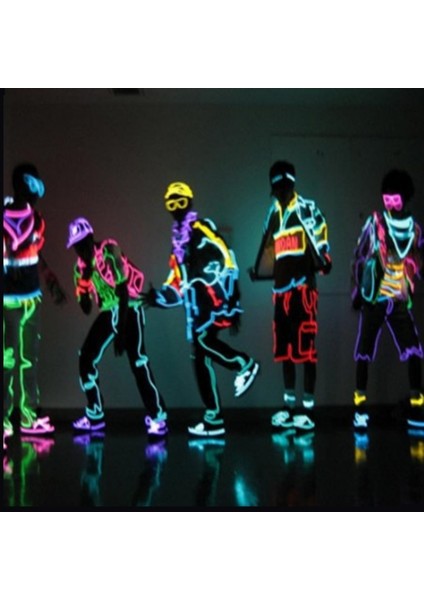Floresan Yeşil 1m Glow El Tel Kablo LED Neon Noel Dans Partisi Dıy Kostümleri Giyim Aydınlık Araba Işık Dekorasyonu Giysi Esnek Işık (Yurt Dışından)