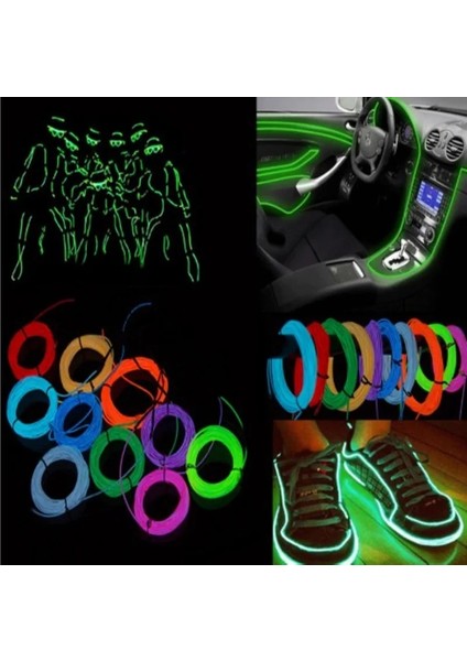Floresan Yeşil 1m Glow El Tel Kablo LED Neon Noel Dans Partisi Dıy Kostümleri Giyim Aydınlık Araba Işık Dekorasyonu Giysi Esnek Işık (Yurt Dışından)