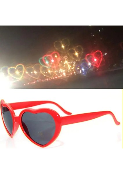 Pembe Kalp Aşk Kalp Şekli Güneş Gözlüğü Kadın Pc Çerçeve Işık Değişimi Aşk Kalp Lens Renkli Güneş Gözlüğü Kadın Kırmızı Pembe Tonları Büyülü (Yurt Dışından)