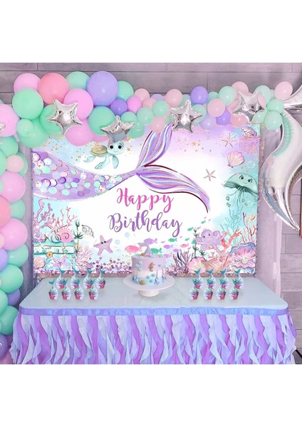 16 Küçük Denizkızı Tema Parti Zemin Fotoğraf Bebek Duş Dekor Arka Plan Photocall Kız Doğum Günü Düğün Arka Planında Dekor (Yurt Dışından) fiyatları