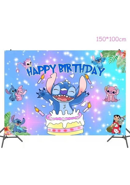 06 150X100 cm Disney Lilo ve Dikiş Arka Plan Doğum Günü Dekorasyon Çocuk Lehine Duvar Parti Arka Planında Süslemeleri Bebek Duş Afiş (Yurt Dışından)