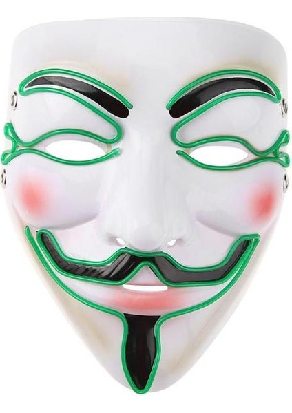 V Yeşil Cadılar Bayramı Maskesi Sevimli Kedi Tilki Vendetta El Tel Maske Parlayan Dans Karnaval Parti Maskeleri Için Yanıp Sönen Cosplay LED Neon Kostüm Maskesi (Yurt Dışından)