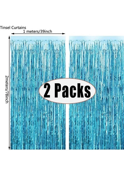 Mavi 2 Paket 1x2 M Altın Metalik Folyo Tinsel Saçak Perde Zemin Doğum Günü Düğün Bekarlığa Veda Partisi Dekorasyon Yetişkin Yıldönümü (Yurt Dışından)