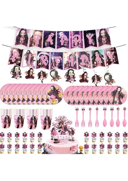 Balon 11 Adet Iblis Avcısı Kamado Nezuko Tema Parti Dekorasyon Malzemeleri Kağıt Bardak Tabak Doku Kaşık Bebek Duş Balon Kız Doğum Günü Şekeri (Yurt Dışından) fırsatları