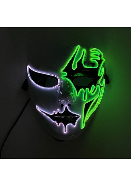 Çok Renkli 3 Cadılar Bayramı Cosplay Parti El Neon Maske Light Up LED Maske Dj Parti Korkunç Maske Cadılar Bayramı Kostüm Dekorasyon Karanlıkta Glow (Yurt Dışından)