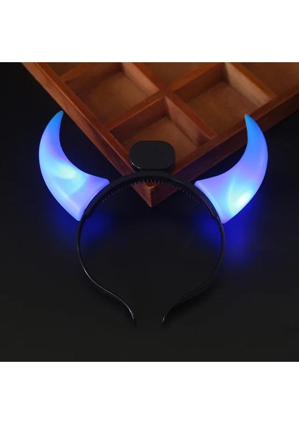 Mavi Büyük Kulak 1 Adet Kızlar Yetişkin LED Şeytan Evil Şeytan Boynuz Kafa Bandı Light Up Kulak Hairbands Parti Dekorasyon Düğün Karnaval (Yurt Dışından)