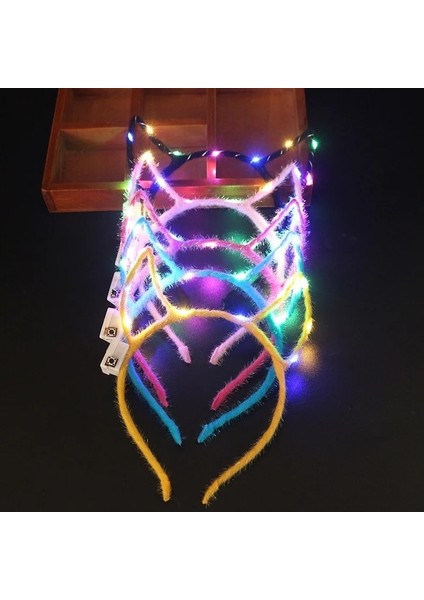 Mavi Büyük Kulak 1 Adet Kızlar Yetişkin LED Şeytan Evil Şeytan Boynuz Kafa Bandı Light Up Kulak Hairbands Parti Dekorasyon Düğün Karnaval (Yurt Dışından) fırsatları