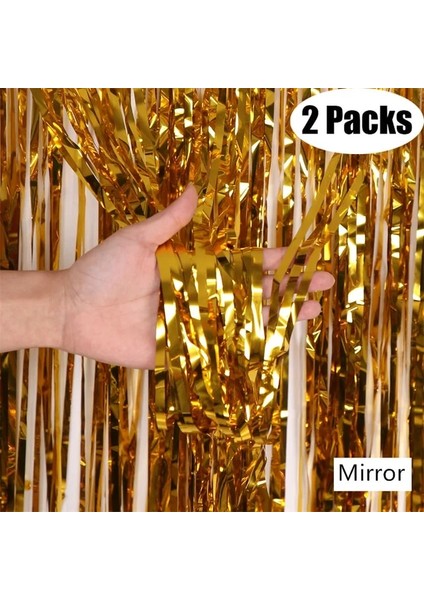 Ayna Altın 2 Paket Metalik Folyo Tinsel Saçak Perde Doğum Günü Düğün Bekarlığa Veda Partisi Süslemeleri Yetişkin Yıldönümü Fotoğraf Arka Plan (Yurt Dışından) fiyatları