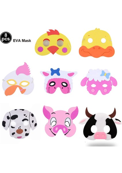 8 Adet 8 Adet Çiftlik Hayvanı Eva Maske Seti Tavuk Koyun Inek Domuz Maskeleri Çiftlik Evi Tema Doğum Günü Partisi Hediyeleri Kostümleri Giydirme Parti Malzemeleri (Yurt Dışından) fiyatları