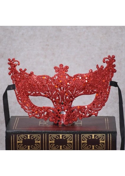 Kırmızı Dantel Maske Noel Partisi Maskesi Payetler Glitter Masquerade Karnaval Süslü Elbise Balo Balo Maskeleri Cadılar Bayramı Kostüm Sahne (Yurt Dışından)