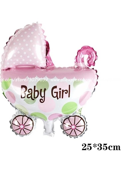 Mını Bebek Arabası Yay Bebek Kız Pembe Balon Seti 32 Inç Pembe Nokta Numaralandırma Balon Arabası Helyum Topu 1. Doğum Günü Partisi Süslemeleri Bebek Duş (Yurt Dışından)