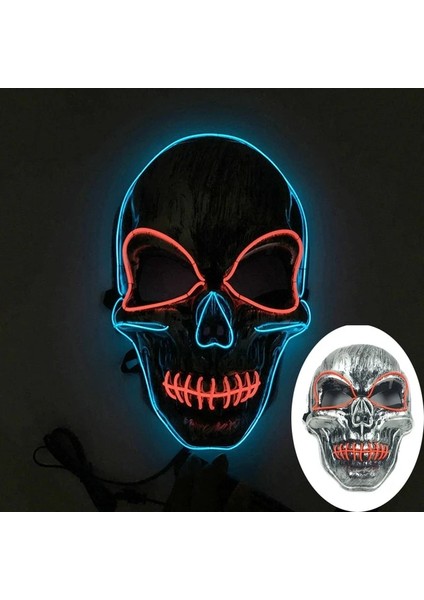 A6 Sesle Etkinleşen Cadılar Bayramı Aydınlık Maske Performans Aksesuarları Kan Kafatası Korkunç Hayalet Tam Yüz Işık Maskesi (Yurt Dışından)