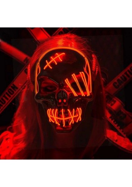 A6 Sesle Etkinleşen Cadılar Bayramı Aydınlık Maske Performans Aksesuarları Kan Kafatası Korkunç Hayalet Tam Yüz Işık Maskesi (Yurt Dışından) fiyatları