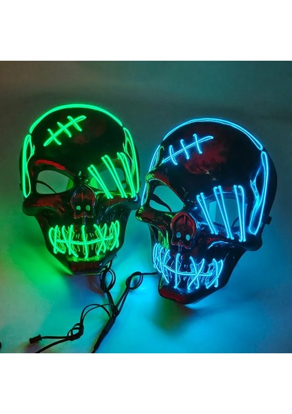 A6 Sesle Etkinleşen Cadılar Bayramı Aydınlık Maske Performans Aksesuarları Kan Kafatası Korkunç Hayalet Tam Yüz Işık Maskesi (Yurt Dışından) indirimleri