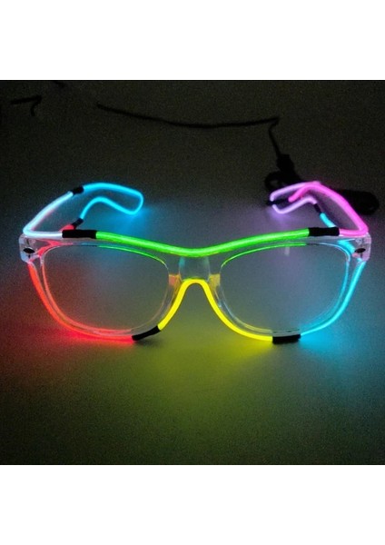 04 Ses Aktif Komik Dj Gece Kulübü Light Up Yanıp Sönen Gözlük Aydınlık Unisex Neon LED Şerit Disko Bar Konseri Için Sürücü ile Yetişkin Gözlük (Yurt Dışından)