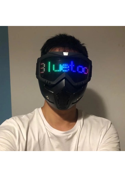 Siyah-Işıksız Ayrılabilir Bluetooth Rgb LED Işık Up Parti Motosiklet Off-Road Rüzgar Sürüş Gözlüğü Maskesi, Dahili Pil LED Ekran Kartı (Yurt Dışından) modelleri