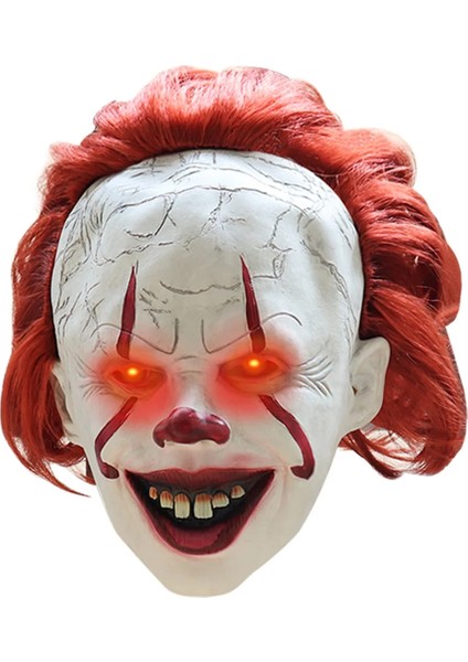 Gülen Yüz Yeni LED Stephen King'in Maskesi Pennywise Korku Palyaço Joker Gözler Parlatıcı Palyaço Lateks Maske Cadılar Bayramı Cosplay Kostüm Sahne (Yurt Dışından)