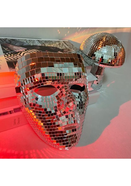Bir Disko Topu Glitter Ayna Yüz Maskesi Festivali Masquerade Maskeleri Cosplay Cadılar Bayramı Partisi Gece Kulübü Maskesi Shap Ev Dj Dekor (Yurt Dışından)