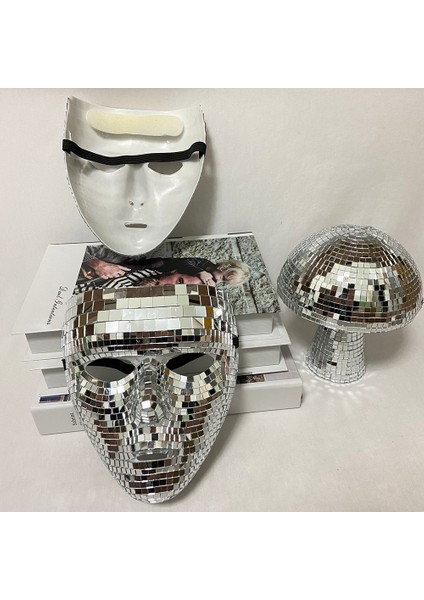 Bir Disko Topu Glitter Ayna Yüz Maskesi Festivali Masquerade Maskeleri Cosplay Cadılar Bayramı Partisi Gece Kulübü Maskesi Shap Ev Dj Dekor (Yurt Dışından)